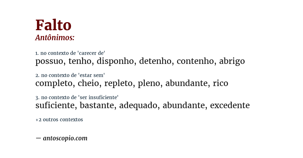 Antônimo de falto