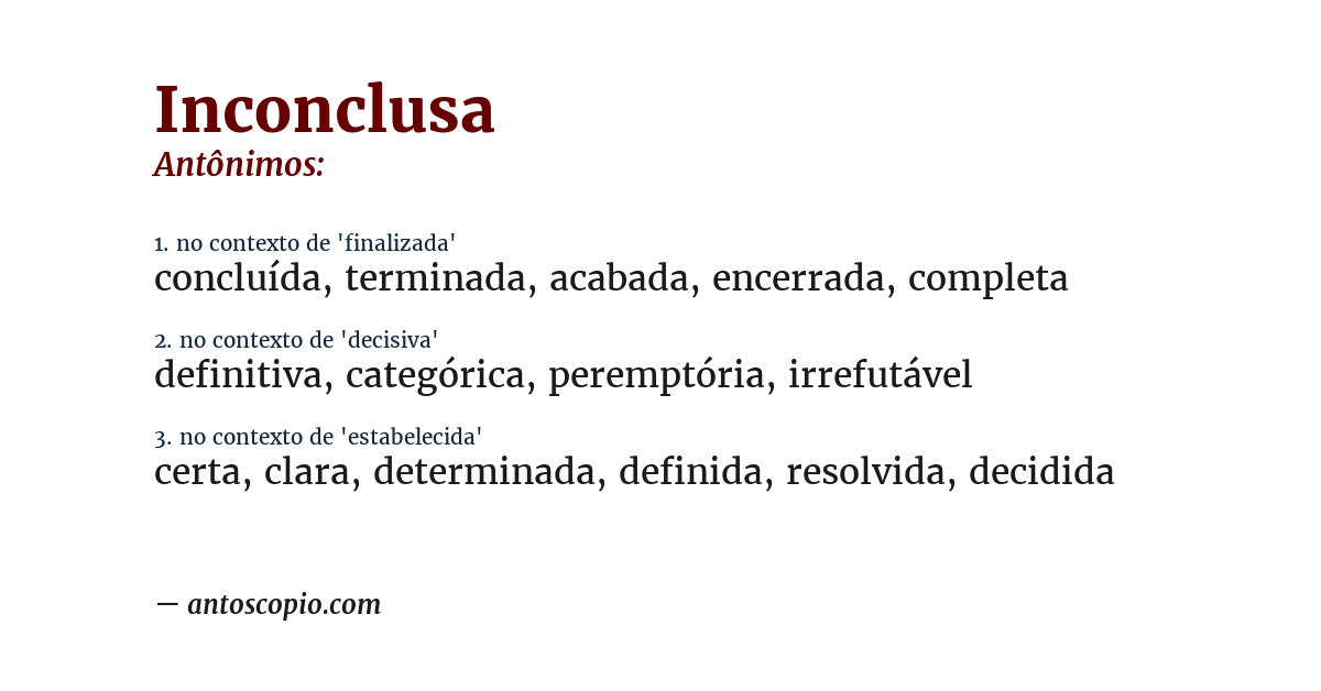 Antônimo de inconclusa