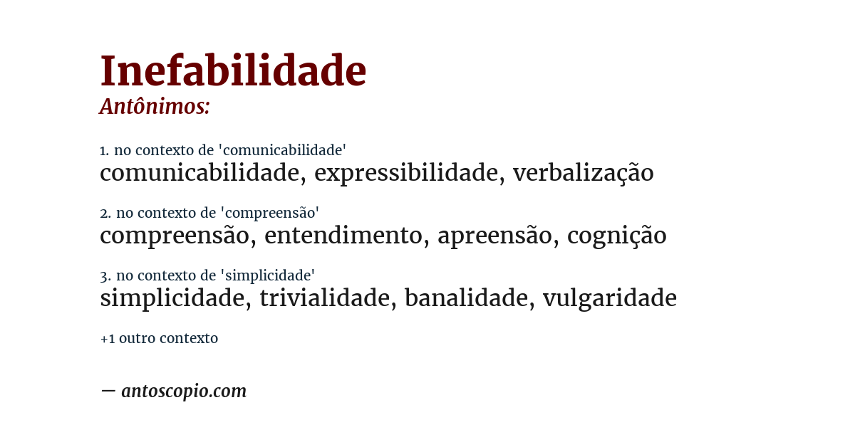 Antônimo de inefabilidade
