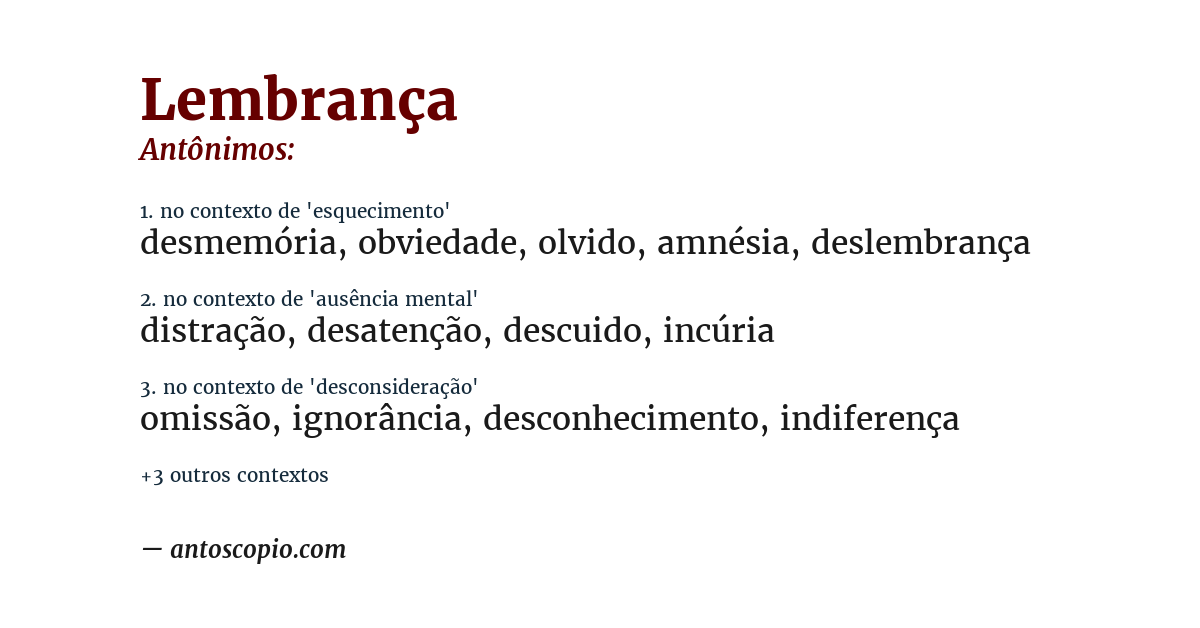 Antônimo de lembrança