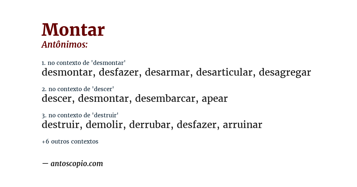 Antônimo de montar