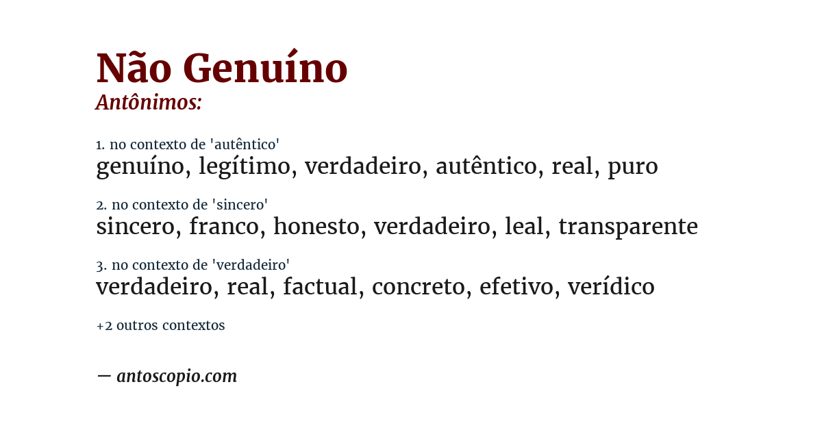Antônimo de não genuíno