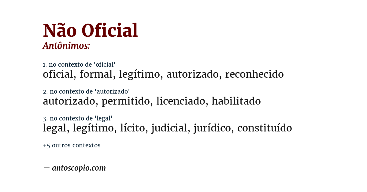 Antônimo de não oficial