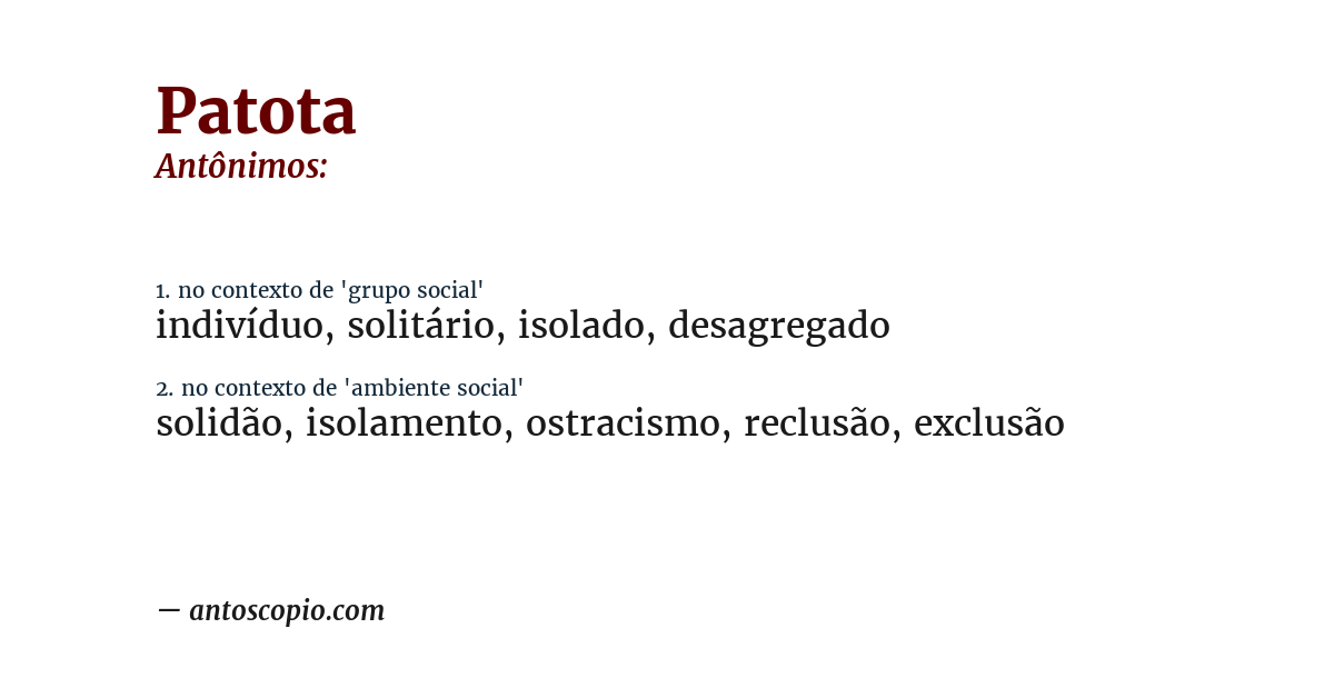 Antônimo de patota