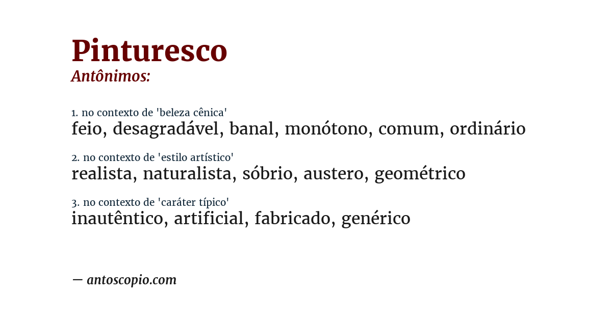 Antônimo de pinturesco