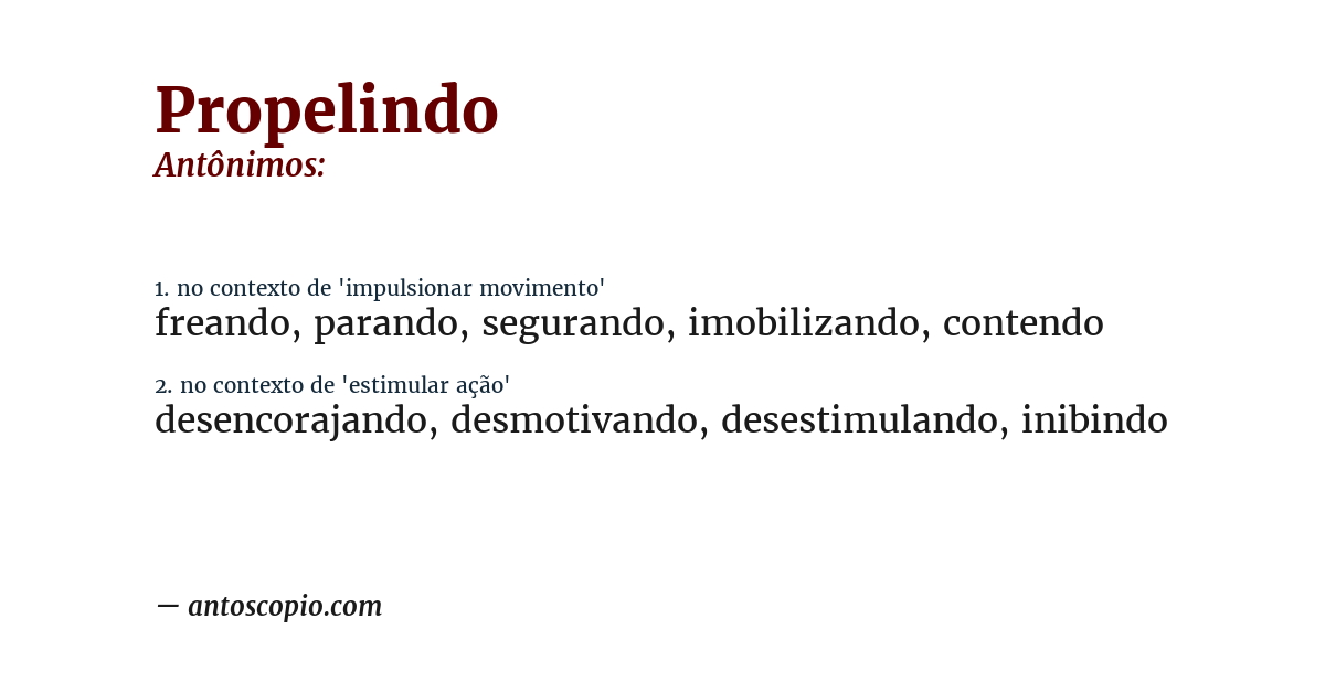 Antônimo de propelindo