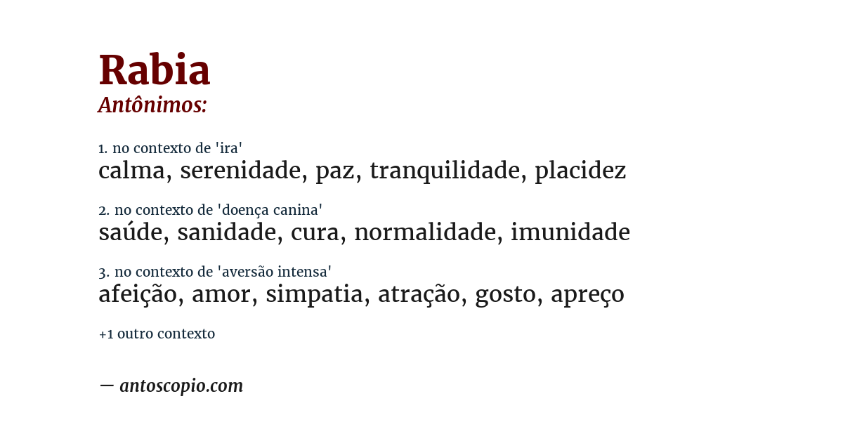 Antônimo de rabia