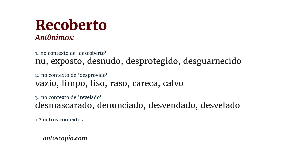 Antônimo de recoberto