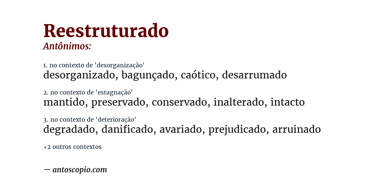 Antônimo de reestruturado