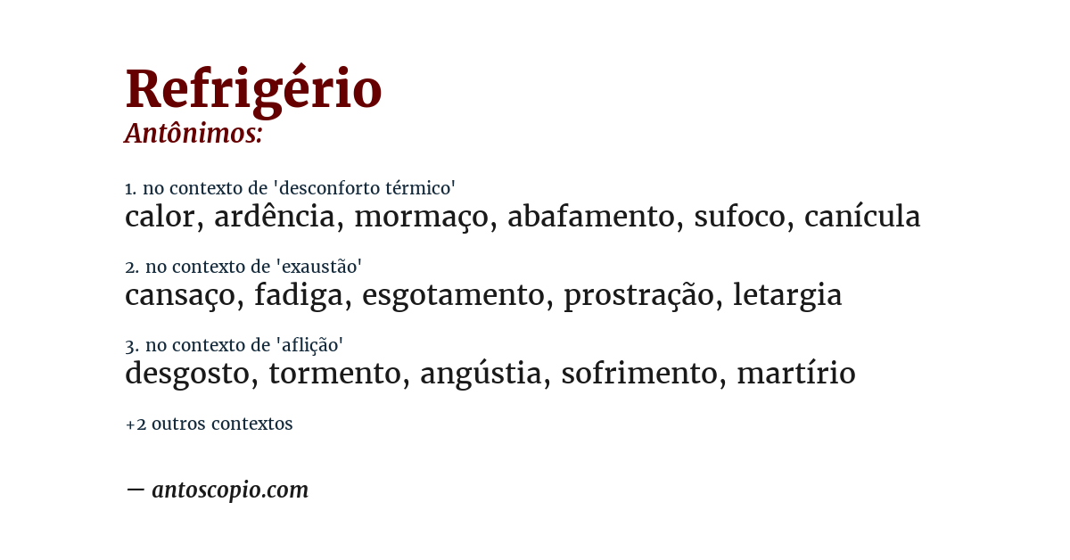 Antônimo de refrigério