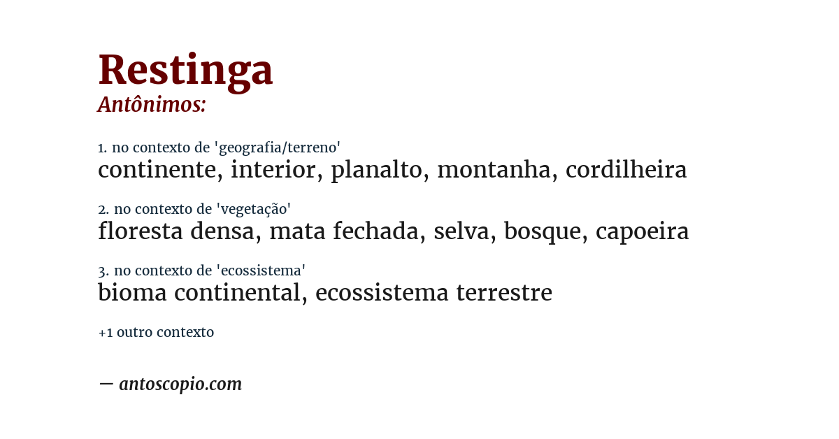 Antônimo de restinga