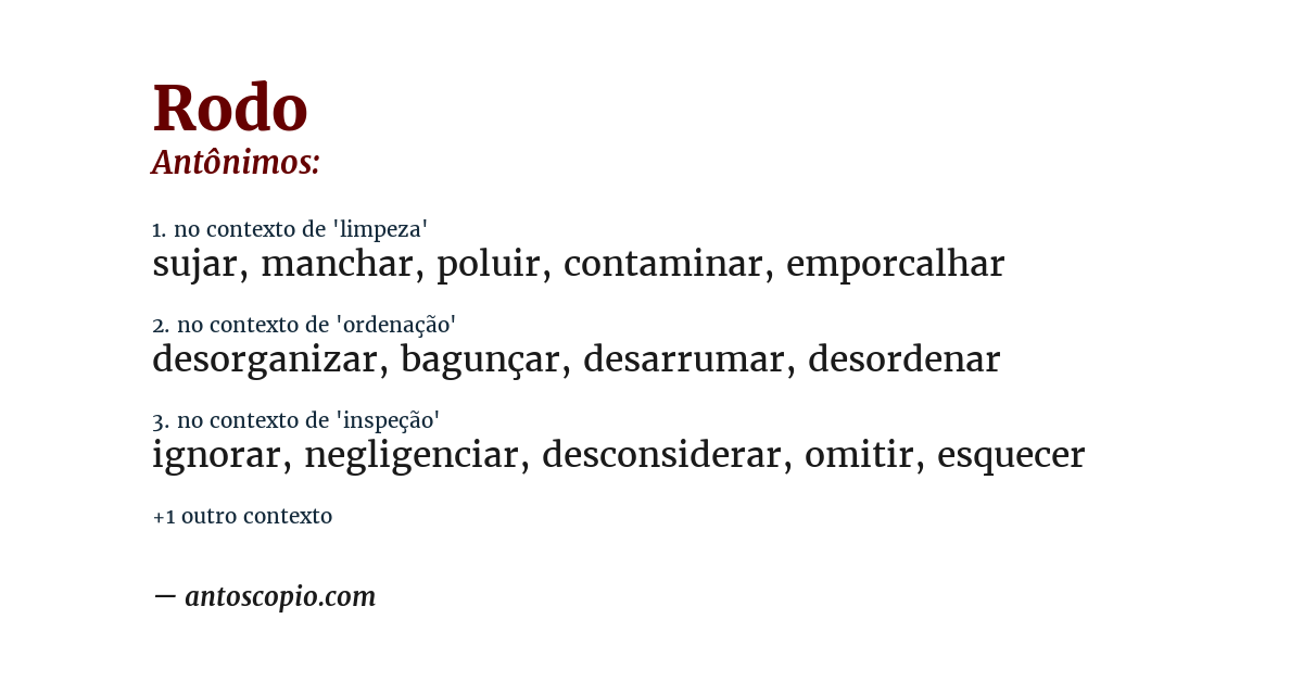 Antônimo de rodo
