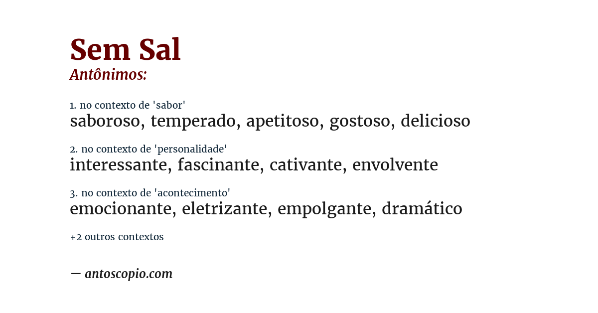 Antônimo de sem sal