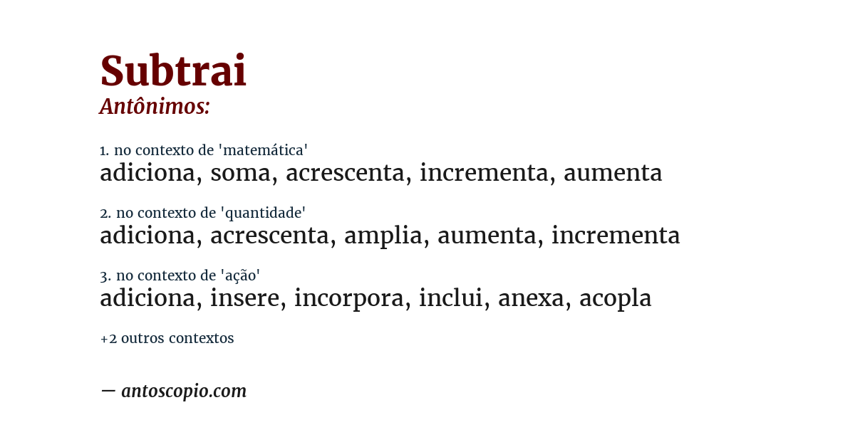Antônimo de subtrai