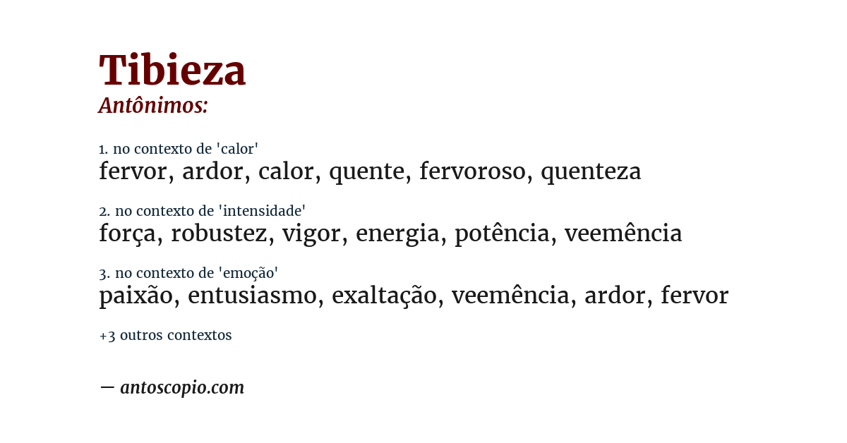 Antônimo de tibieza