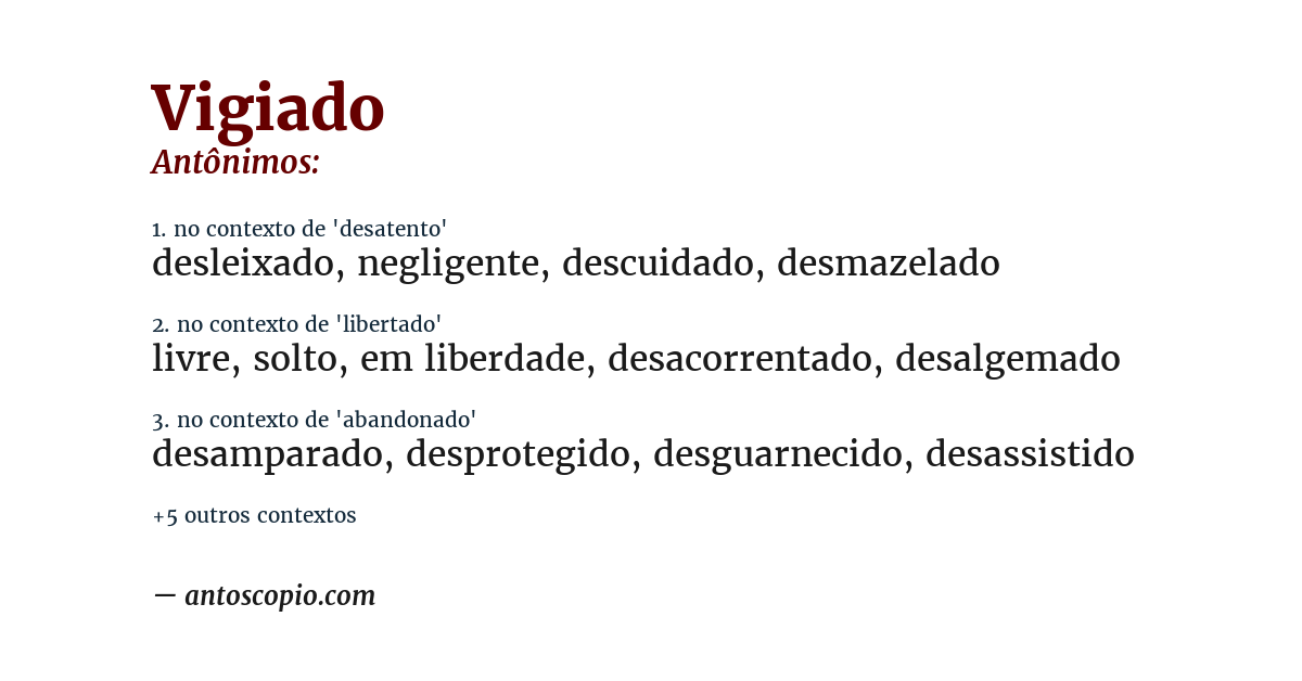 Antônimo de vigiado
