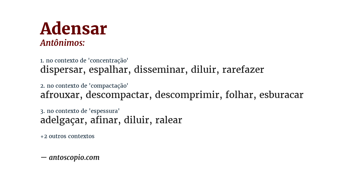 Antônimo de adensar