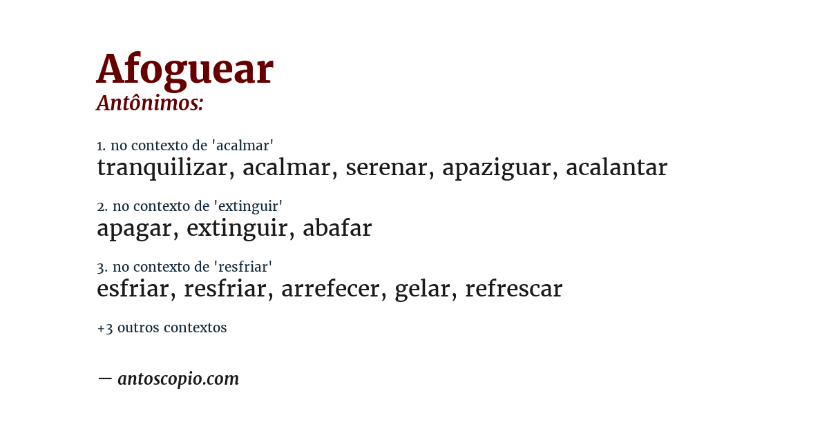Antônimo de afoguear