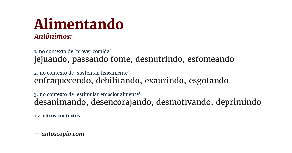 Antônimo de alimentando