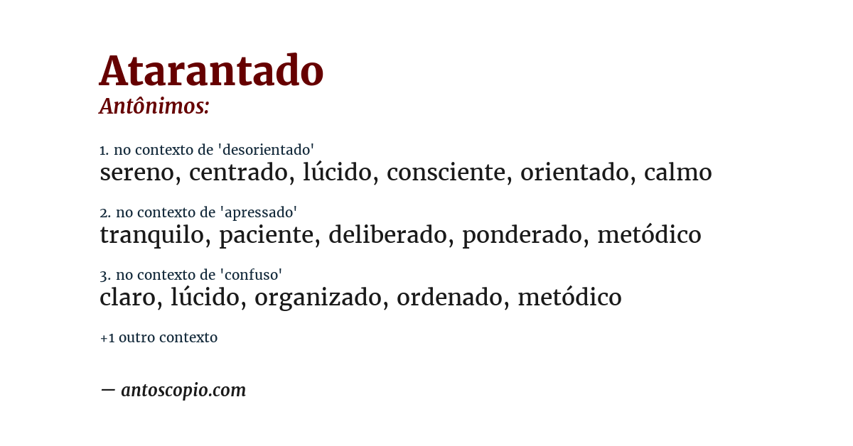 Antônimo de atarantado
