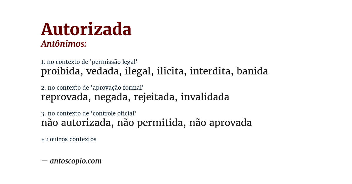 Antônimo de autorizada