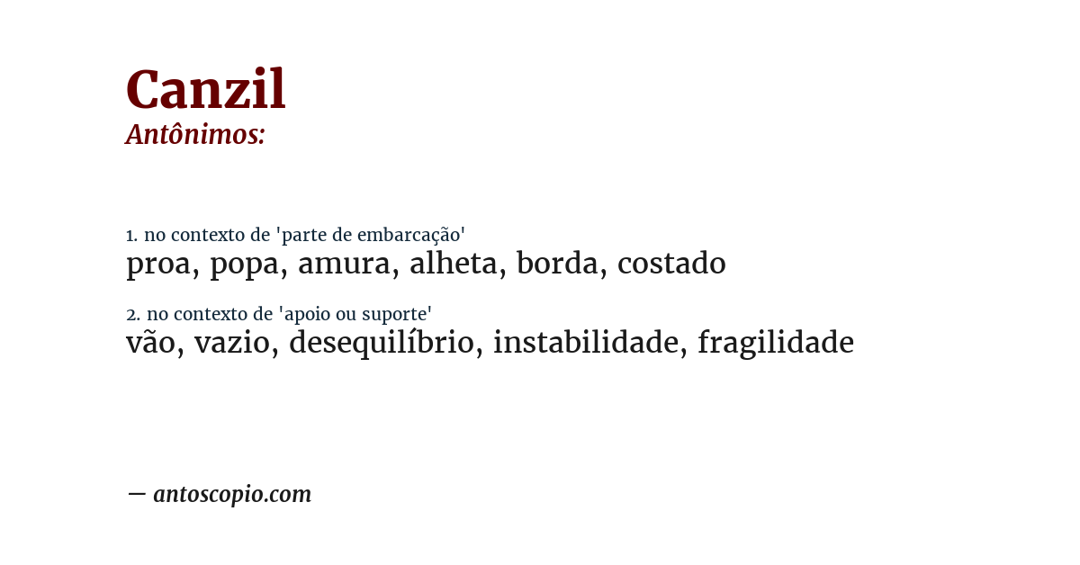 Antônimo de canzil