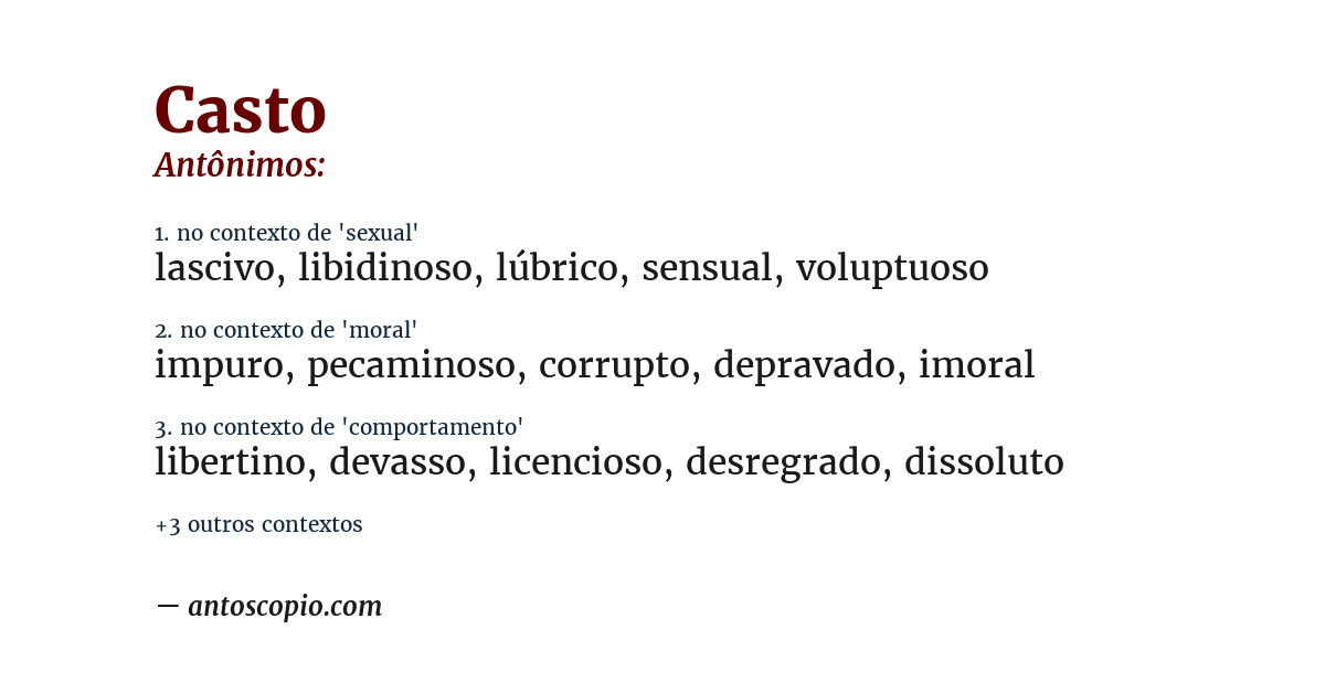 Antônimo de casto