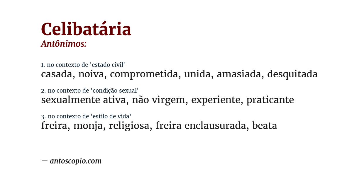 Antônimo de celibatária