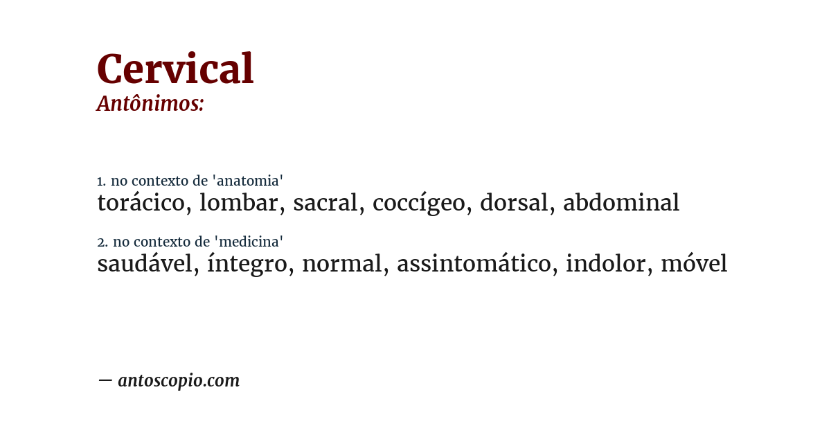 Antônimo de cervical