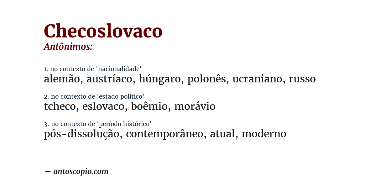 Antônimo de checoslovaco