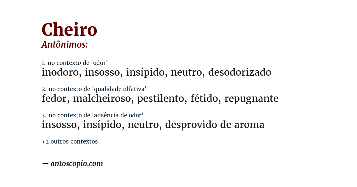 Antônimo de cheiro