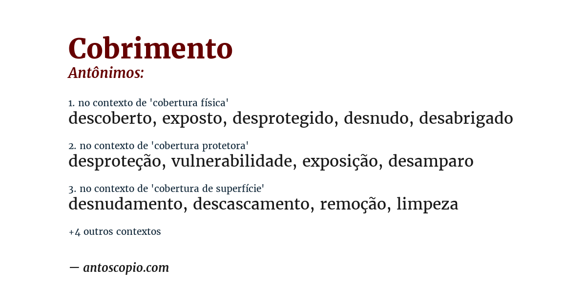 Antônimo de cobrimento