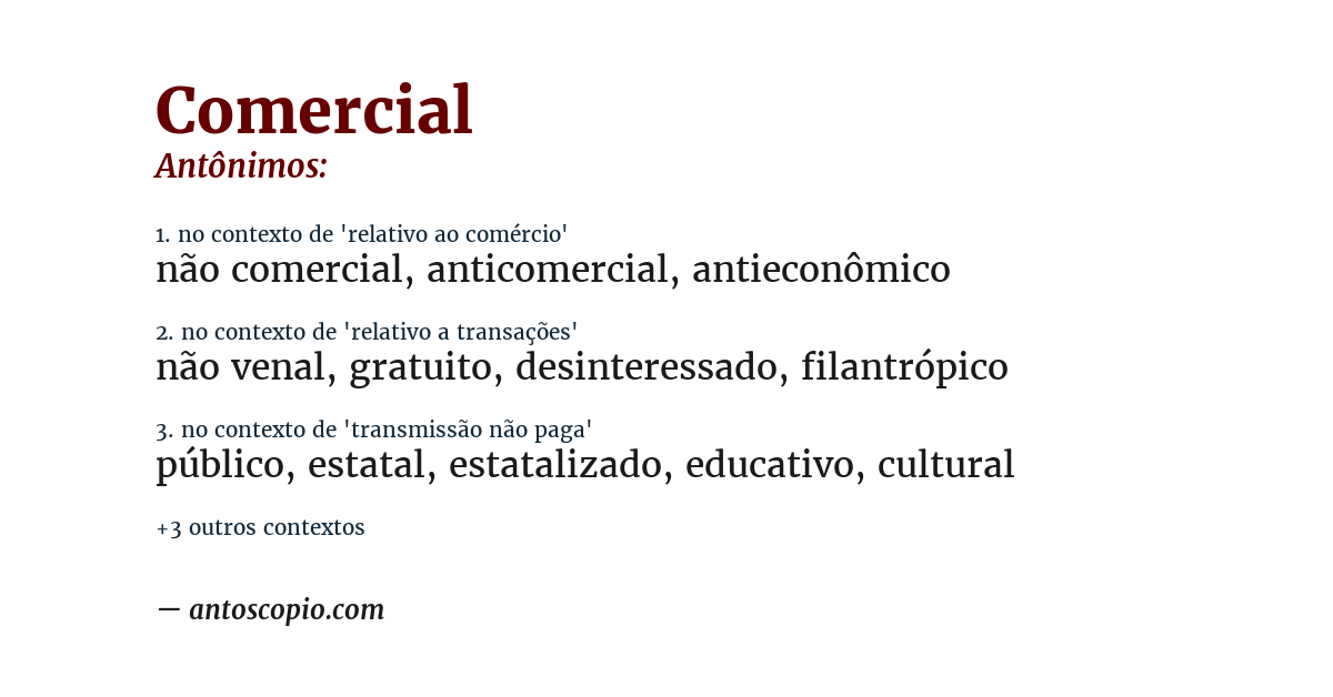Antônimo de comercial