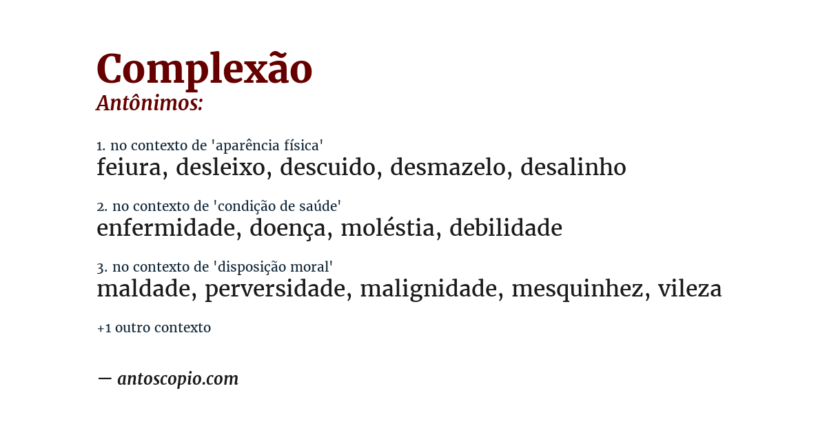 Antônimo de complexão