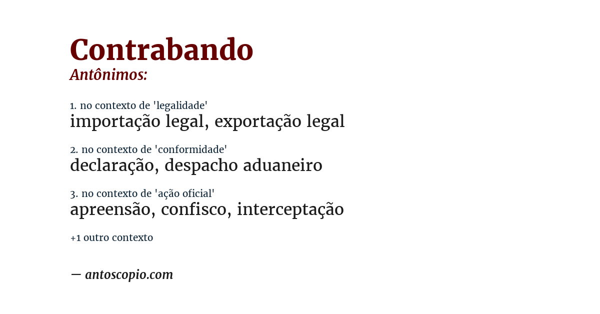 Antônimo de contrabando