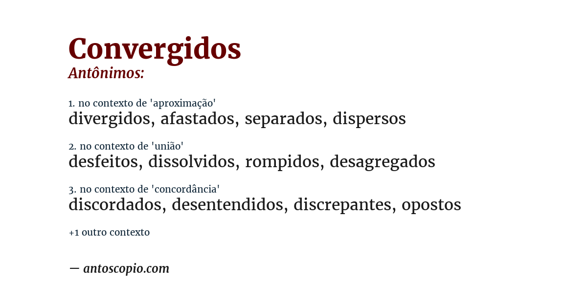Antônimo de convergidos