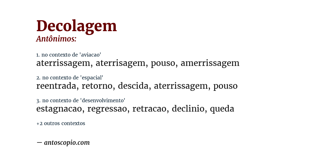Antônimo de decolagem