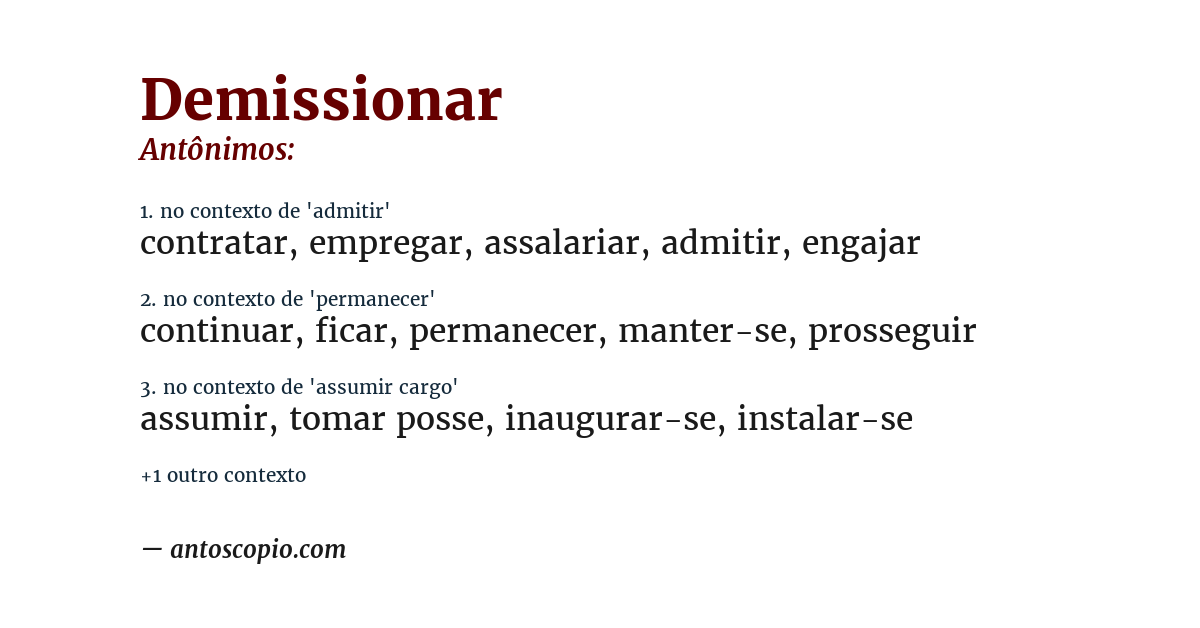 Antônimo de demissionar