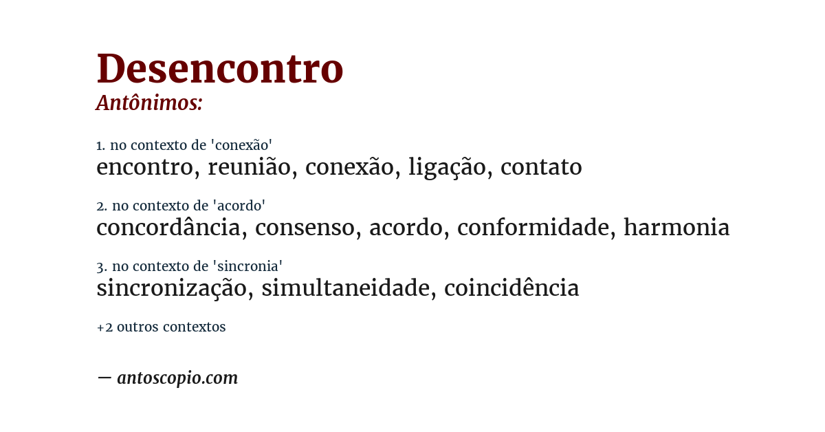 Antônimo de desencontro