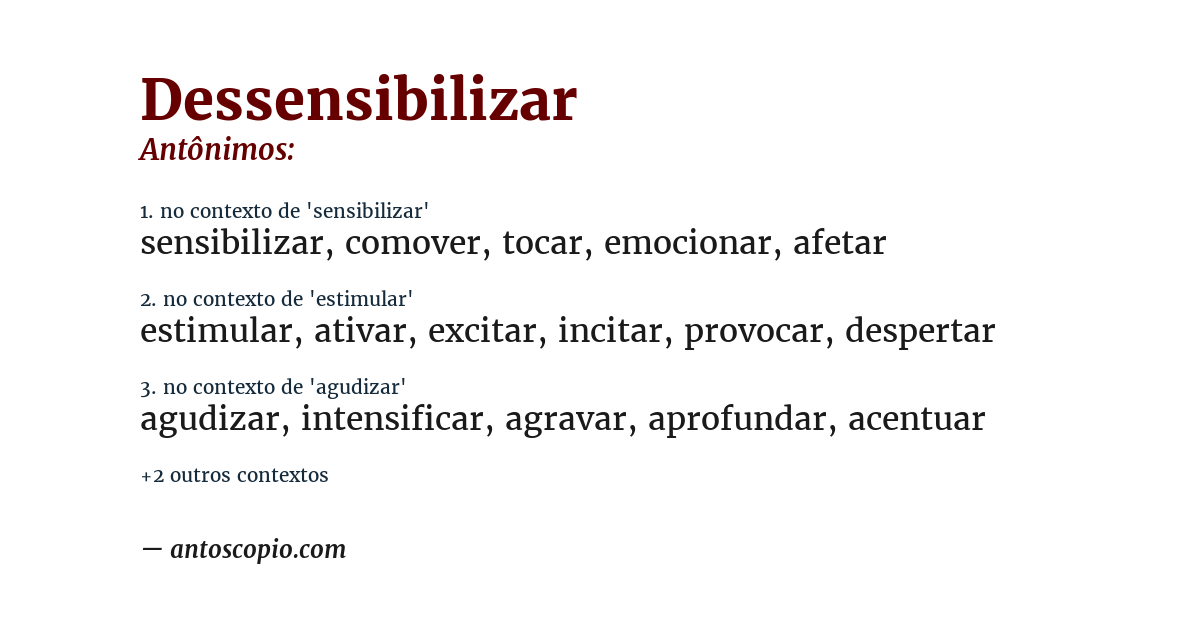 Antônimo de dessensibilizar