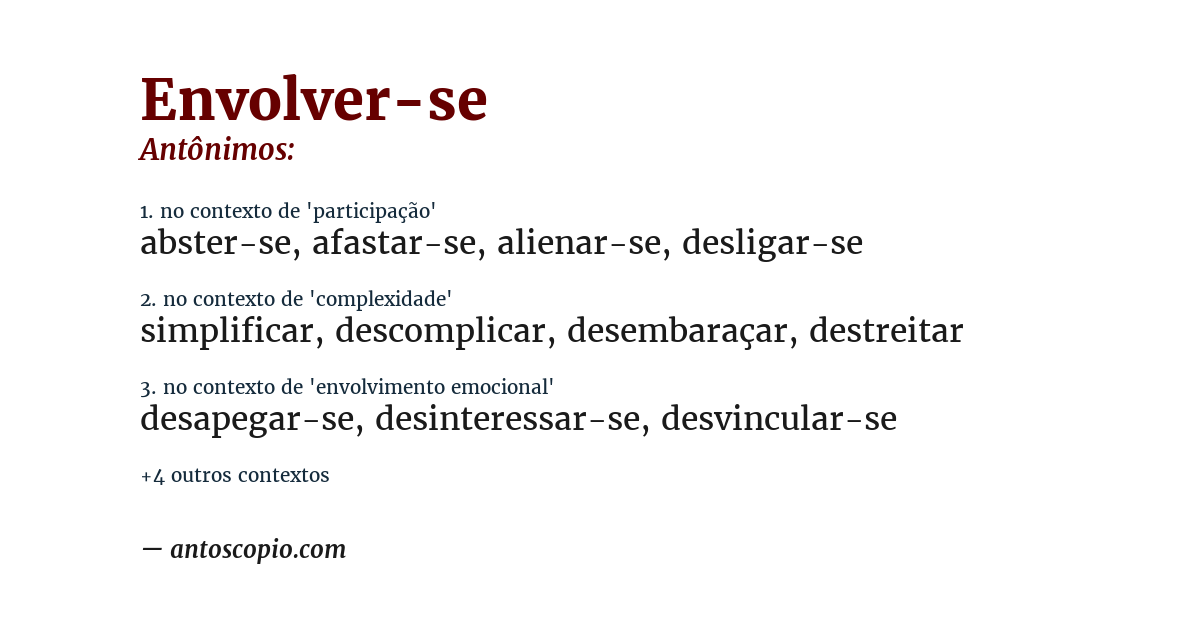 Antônimo de envolver-se
