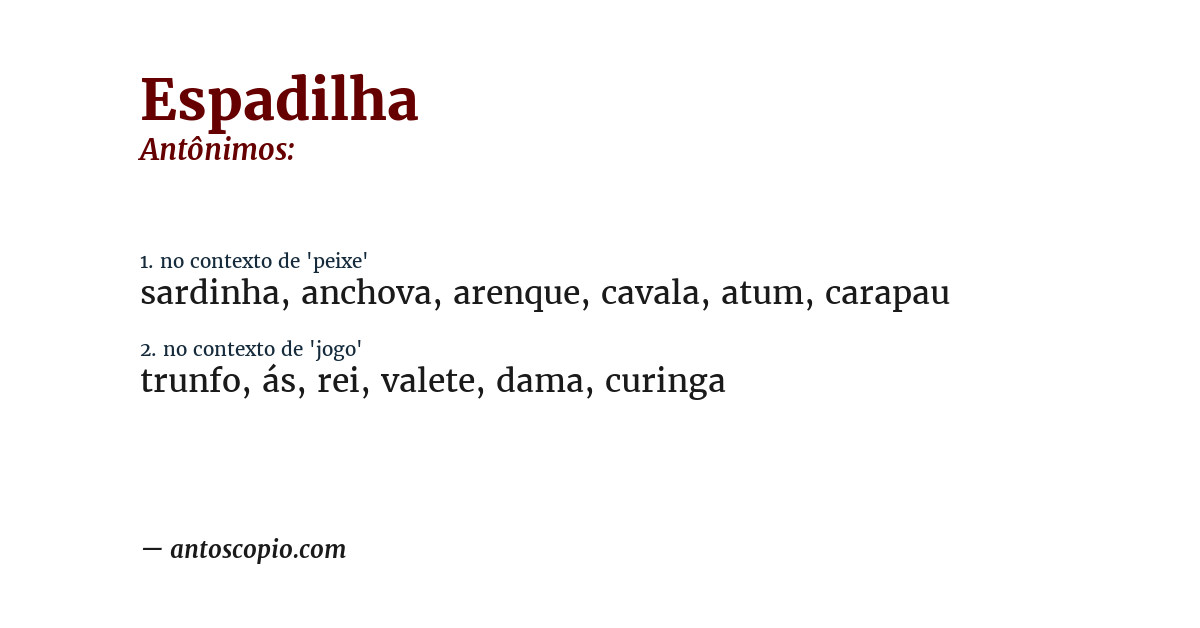 Antônimo de espadilha