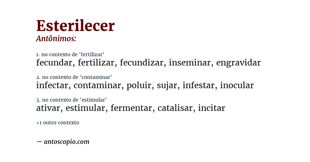 Antônimo de esterilecer