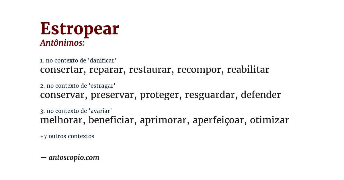 Antônimo de estropear