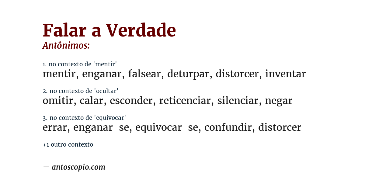 Antônimo de falar a verdade