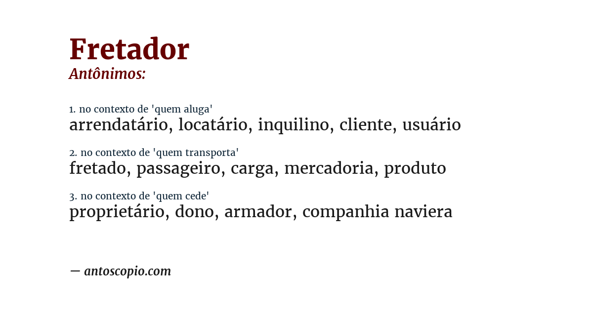 Antônimo de fretador