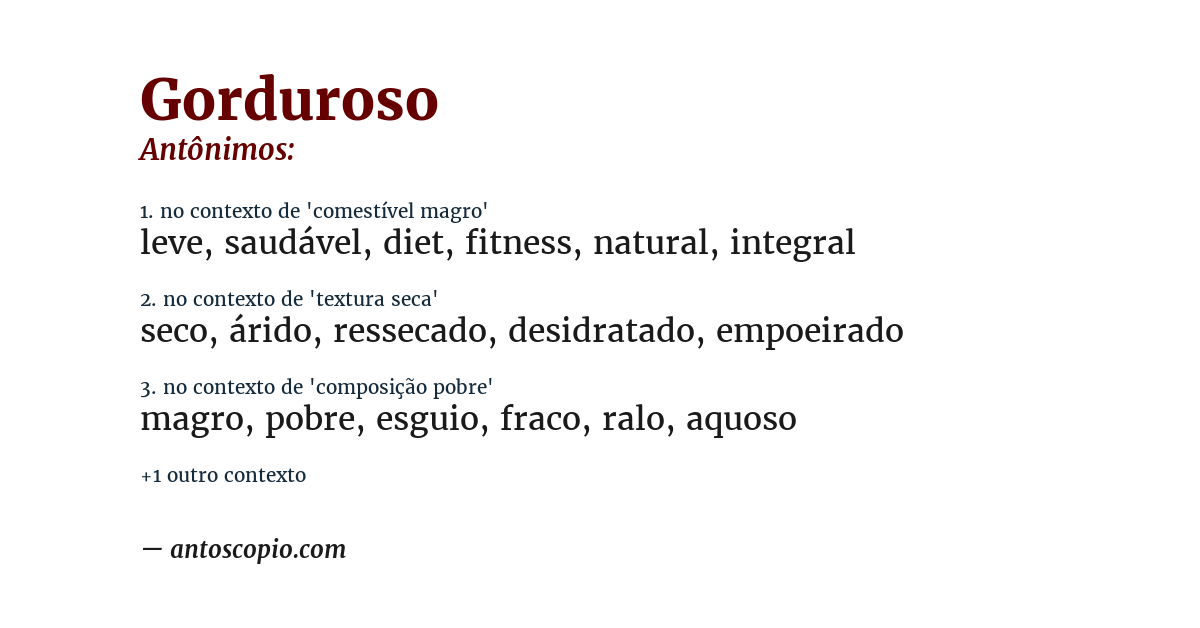 Antônimo de gorduroso