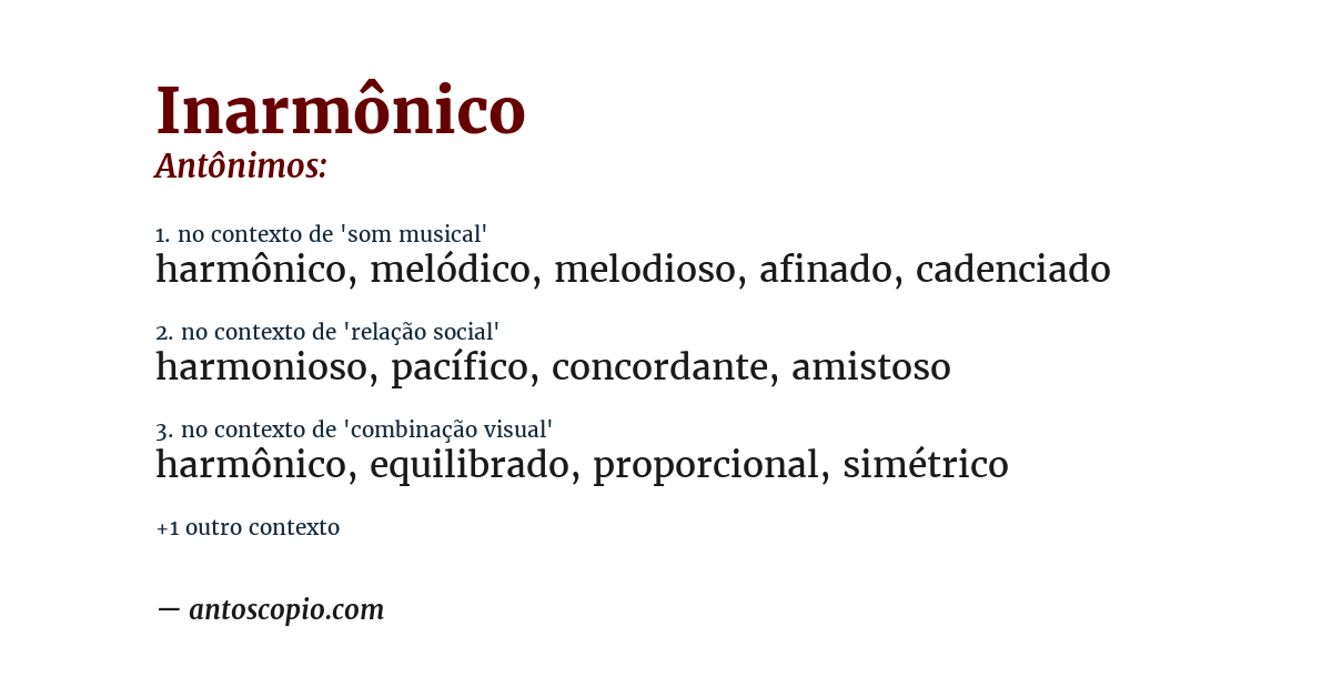 Antônimo de inarmônico