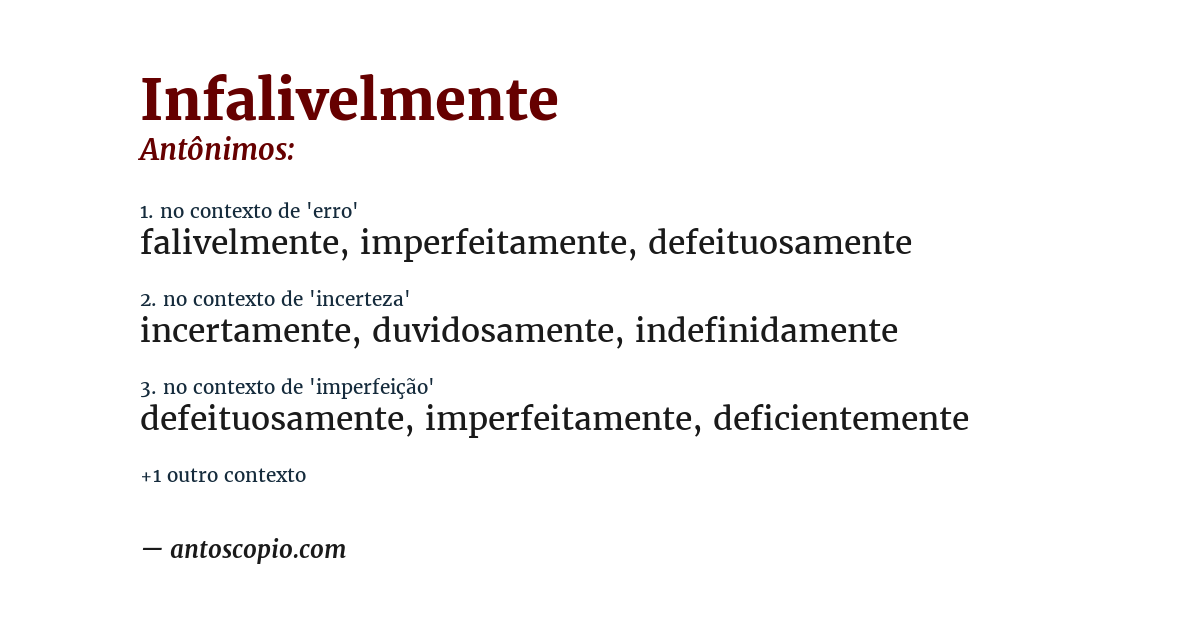 Antônimo de infalivelmente