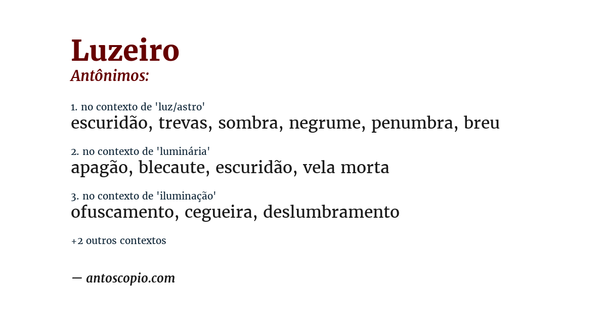 Antônimo de luzeiro